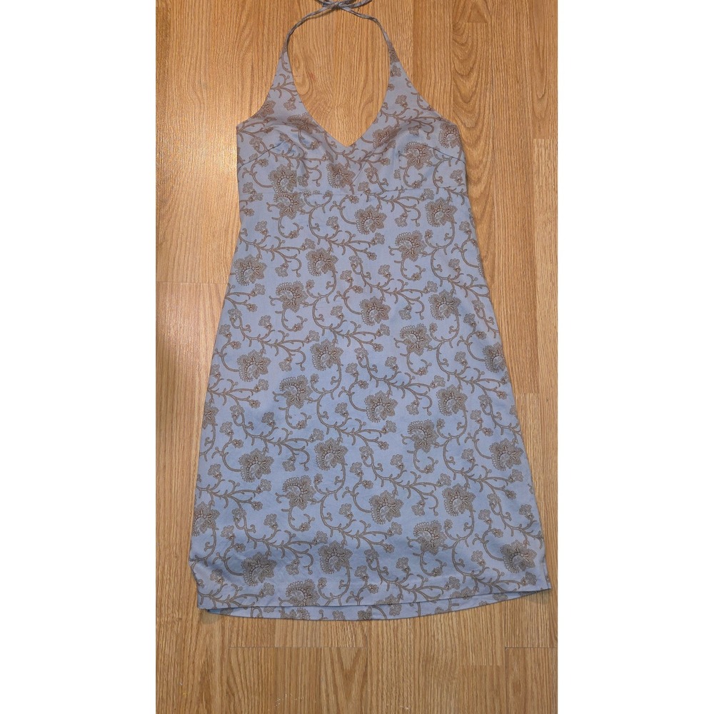 J.Crew Petite Blue Floral Paisley Cotton Halter Mini Dress P8